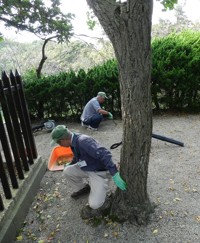 Tukayama Park volunteers caring for the site.